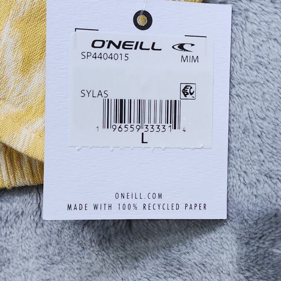 NEW O'Neill Top Womens L Yellow White Sylas Isabella Ikat Crop Viscose Boho - Picture 6 of 10